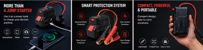 Portable Car Battery Jump Starter – Emergency Power Bank Booster | Compact 12V Auto Start Device