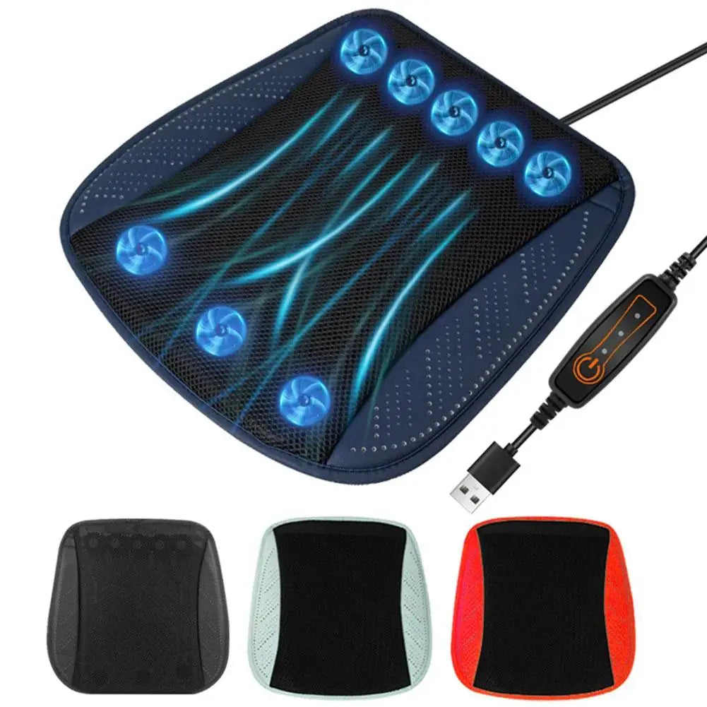 Luxury Car Seat Cooling Cushion with Built-in Fan | Summer Ventilated Seat Cover | Ultimate Heat Relief Driving Experience