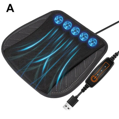 Luxury Car Seat Cooling Cushion with Built-in Fan | Summer Ventilated Seat Cover | Ultimate Heat Relief Driving Experience