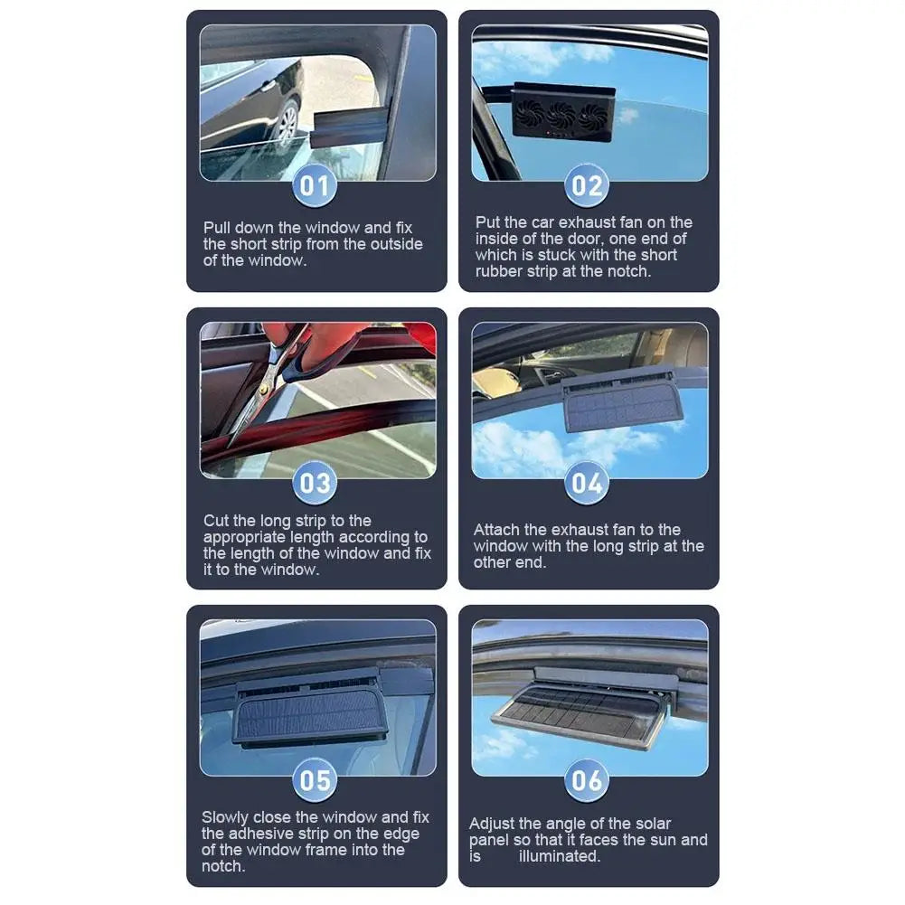 Solar Powered Car Window Vent Fan – 3 Outlet Cooling Exhaust System