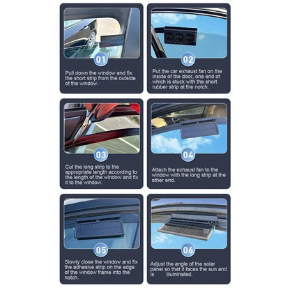 Solar Powered Car Window Vent Fan – 3 Outlet Cooling Exhaust System