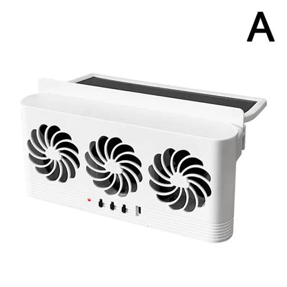 Solar Powered Car Window Vent Fan – 3 Outlet Cooling Exhaust System