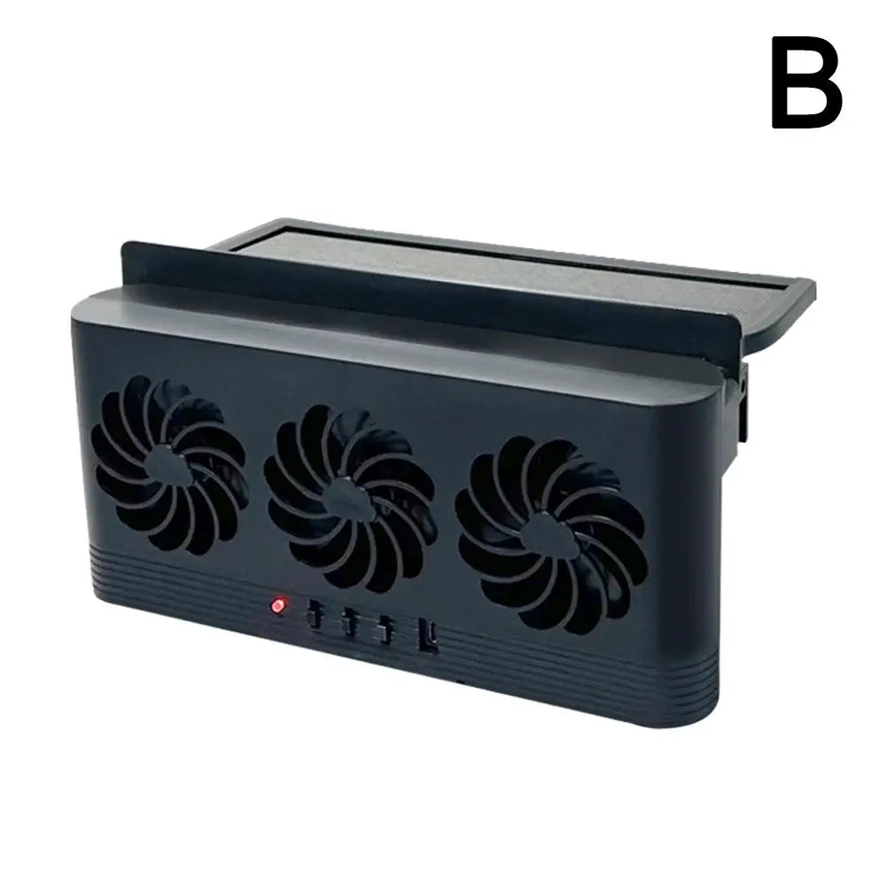 Solar Powered Car Window Vent Fan – 3 Outlet Cooling Exhaust System