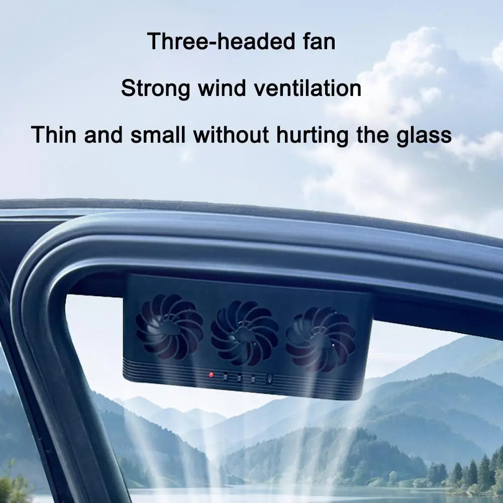 Solar Powered Car Window Vent Fan – 3 Outlet Cooling Exhaust System